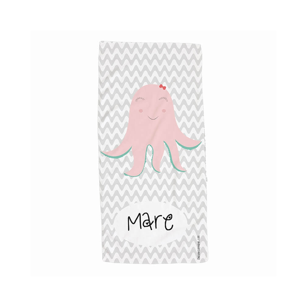 Toalla personalizada animal pulpo rosa