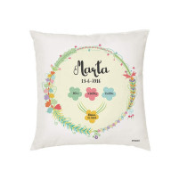 Cojín natalicio personalizado flores universopeque