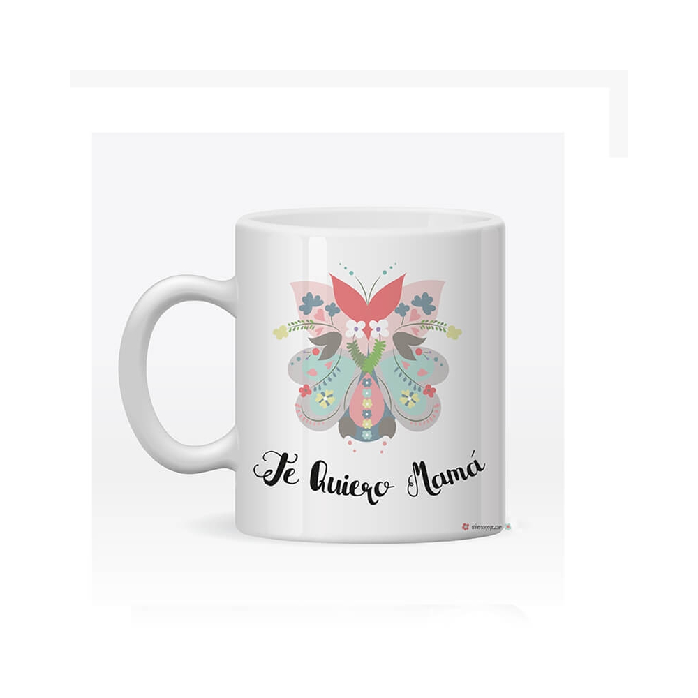 taza personalizada mamá flores con el mensaje que tú decidas