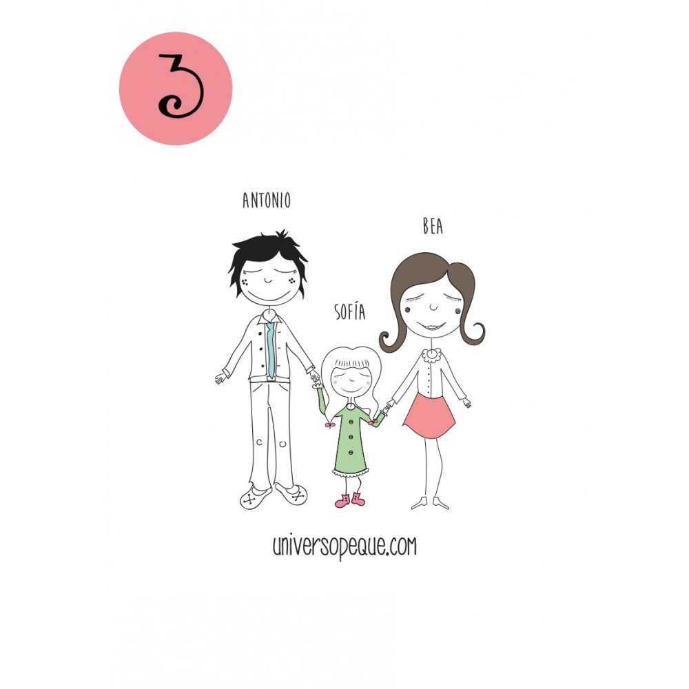 variante 3  del dibujo familiar para personalizar regalos
