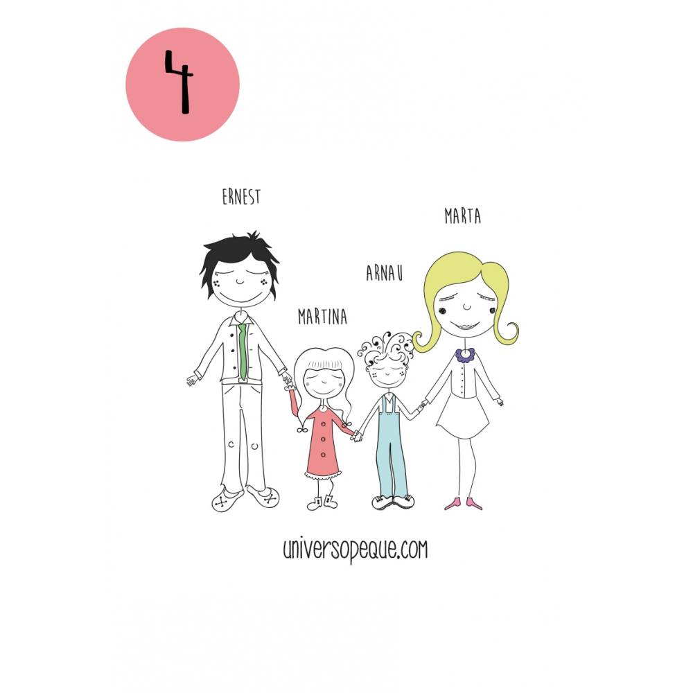 variante 4 del dibujo familiar para personalizar regalos