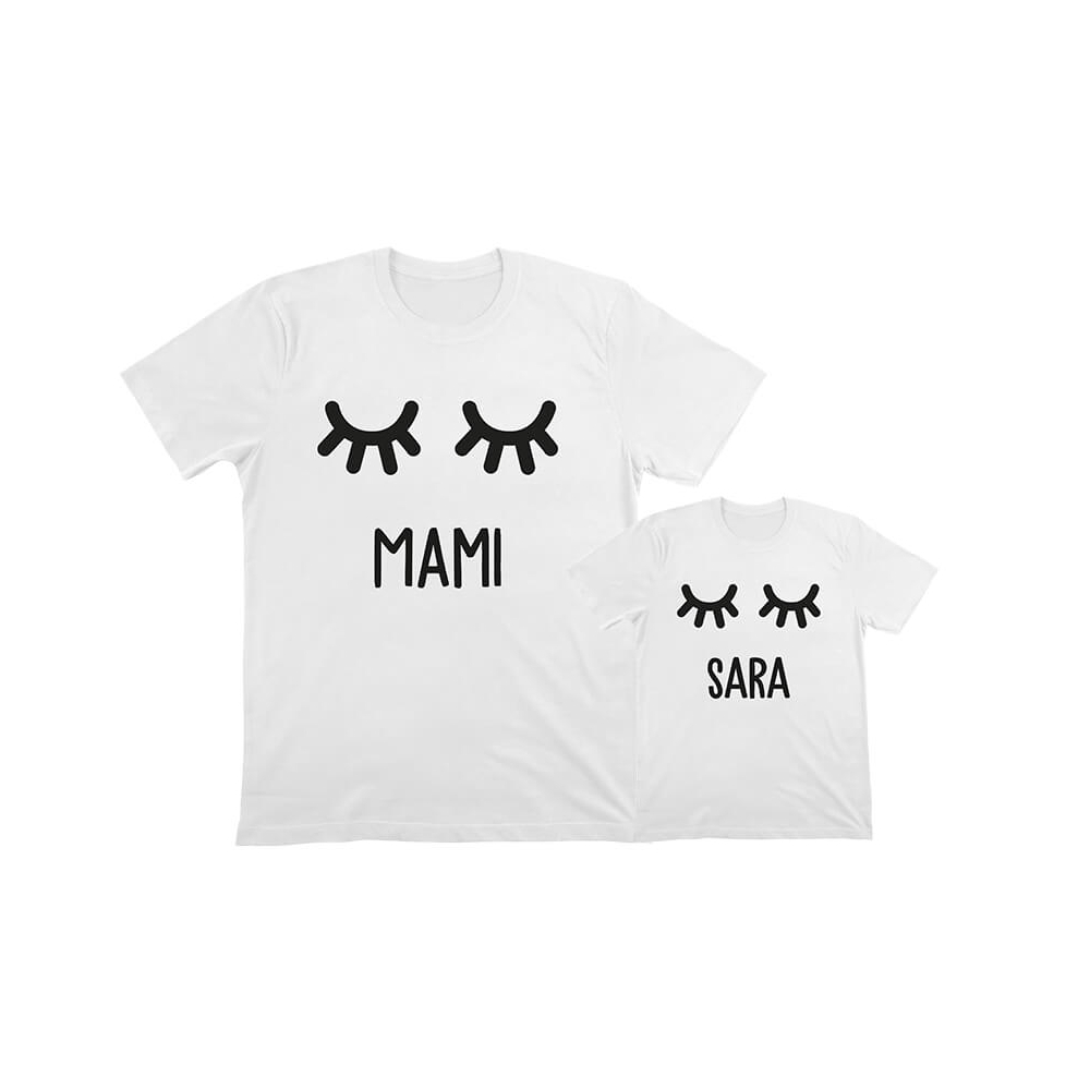 camiseta personalizada mamá e hija pestañas