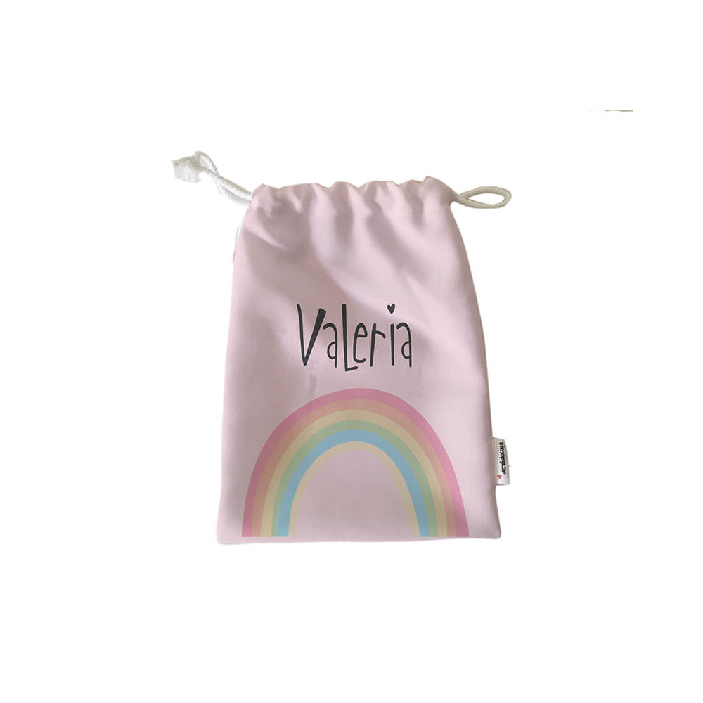 Pack Bolsas Merienda Personalizadas Arco Iris Rosa