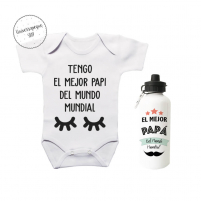 Pack Ahorro Papá Body más Botella Pestañas para la bebé y el papi