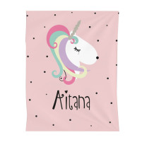 Manta para sofa o cama con el dibujo de un Unicornio