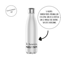 botella de acero por detrás