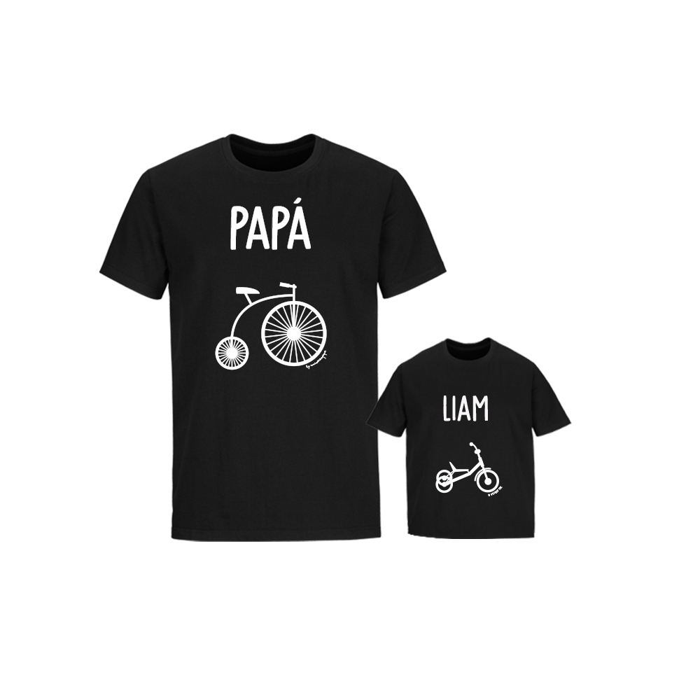 Camisetas personalizadas iguales bicicleta triciclo para papi e hijos