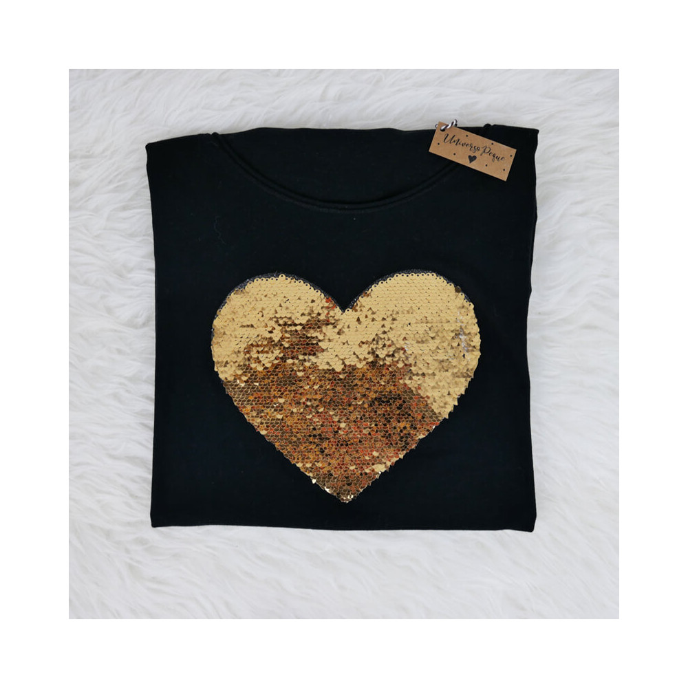 camiseta negra de lentejuelas reversibles personalizables