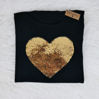 camiseta negra de lentejuelas reversibles personalizables