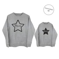 sudaderas grises estrella purpurina negra