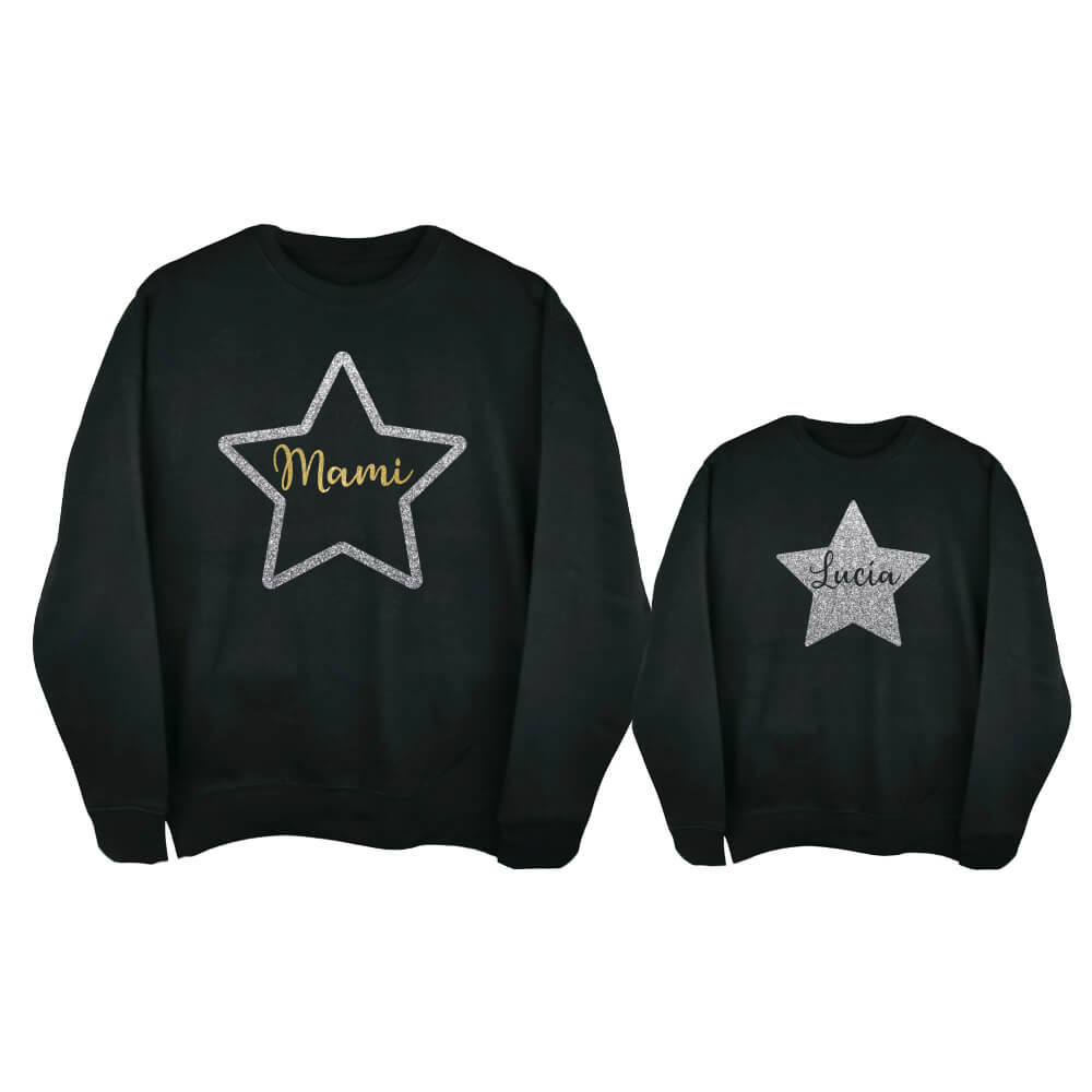 sudaderas negras estrella plata