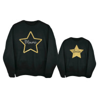 sudaderas negras con estrella dorada purpurina