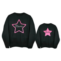 sudaderas negras estrella purpurina rosa