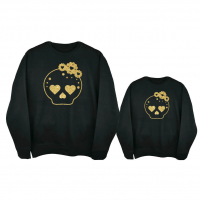 sudaderas negras con calavera purpurina dorada