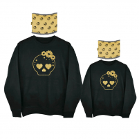 sudaderas negras con calavera glitter dorada