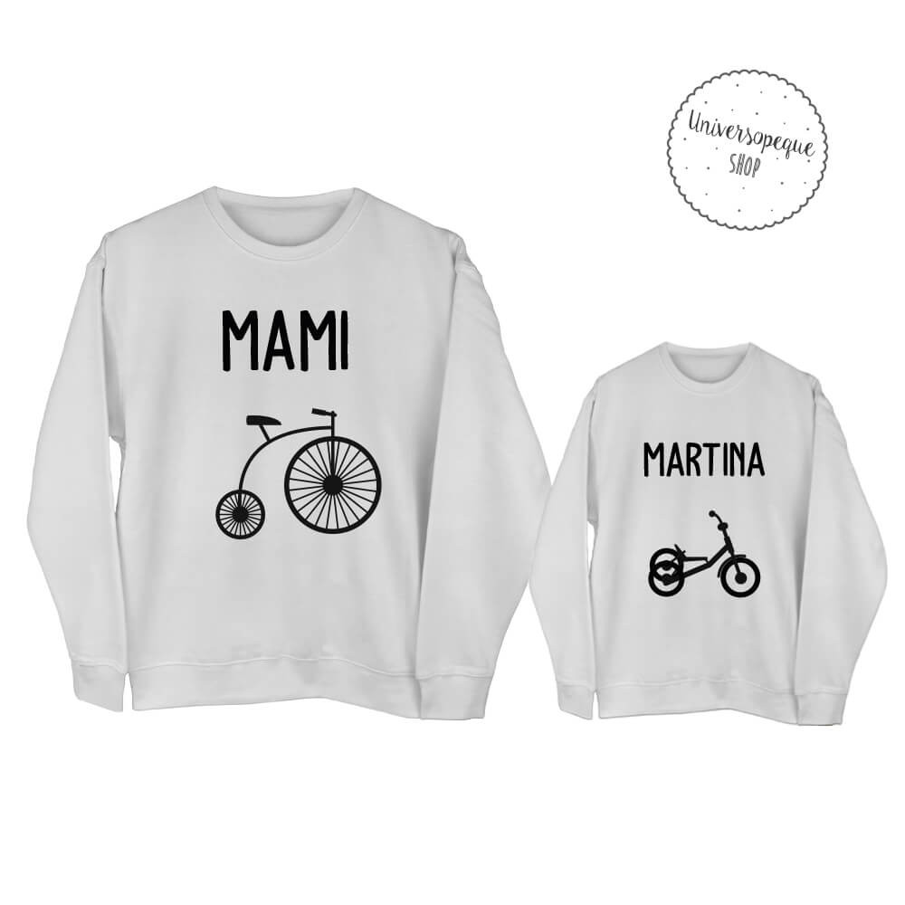 sudaderas iguales blancas bicicleta triciclo