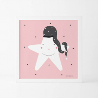 Lámina Infantil Estrella rosa cuadro decorativo Bebé o Niña