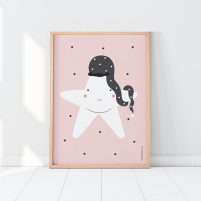 Lámina Infantil Estrella rosa cuadro decorativo Bebé o Niña