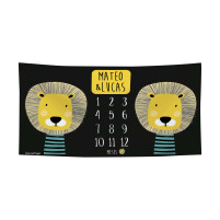 Manta Cumple Mes para Gemelos Leones Negros