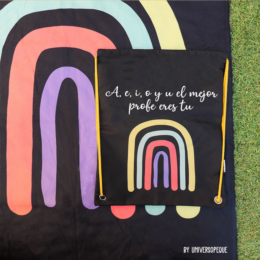 Toalla y mochila impermeable arco iris