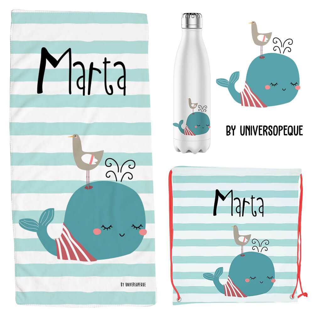 Pack infantil mochila, botella porta alimentos personalizados Pirata.