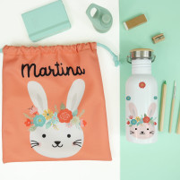 pack merienda conejita compuesto de bolsa y botella