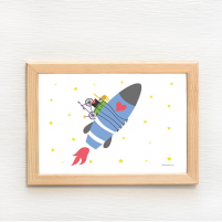 Lámina Infantil Mudanza Marte cuadro decorativo para niños