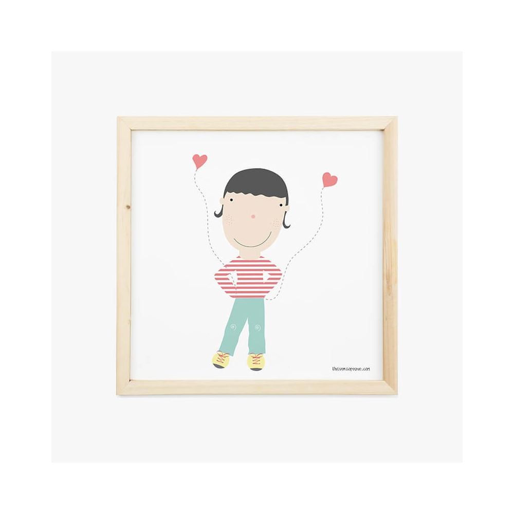 Lámina Infantil Niño con Corazones cuadro infantil decorativo para la habitación del Bebé o Niño