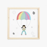 Lámina Infantil Niño Paracaídista cuadro decorativo para la habitación del Bebé o Niño