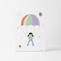 Lámina Infantil Niño Paracaídista cuadro decorativo para la habitación del Bebé o Niño