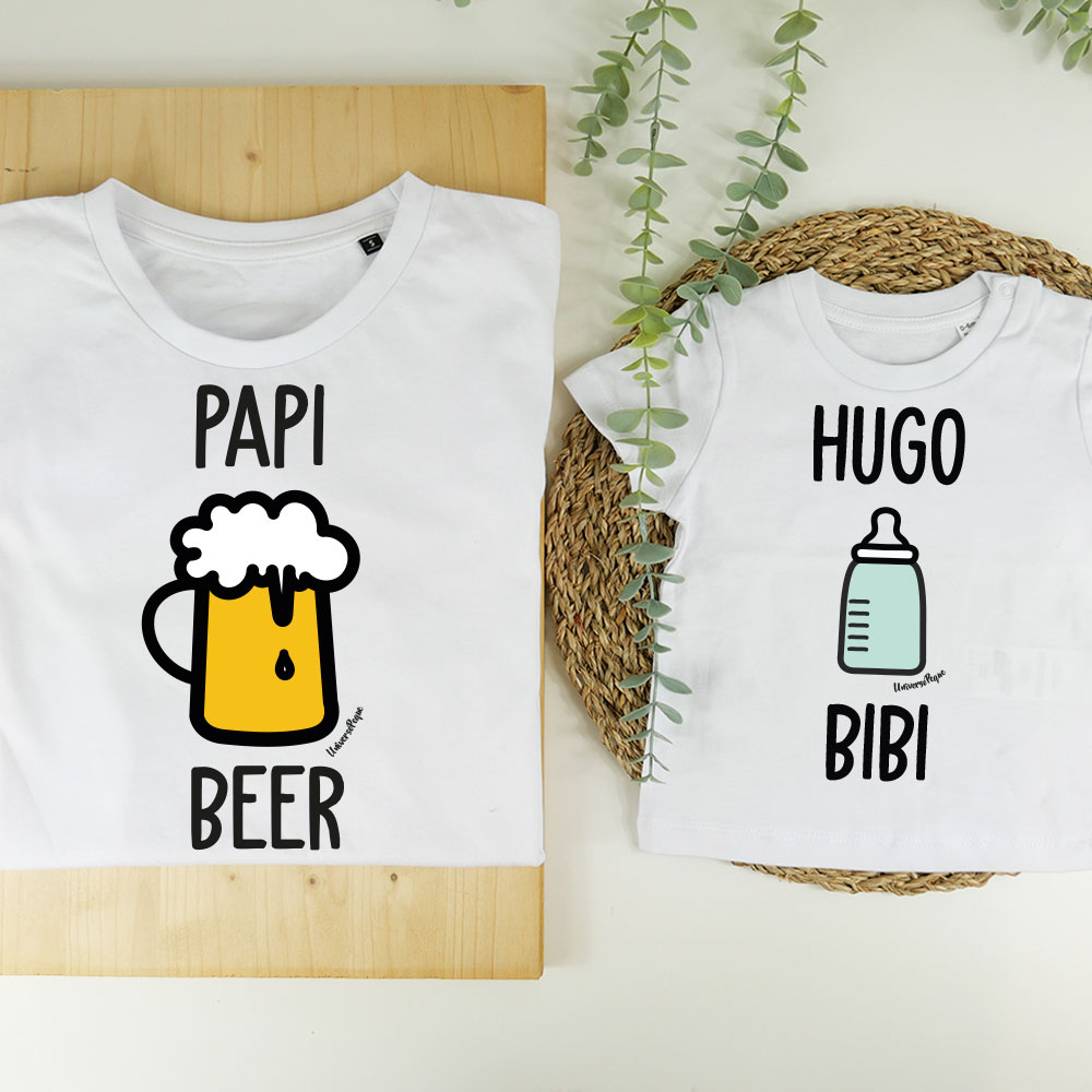 lema físicamente enfermo Camisetas Personalizadas Iguales Beer | Vestir Igual Padres e HIjos