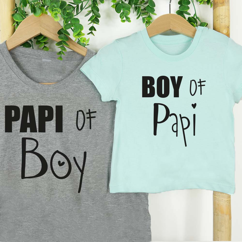 camisetas iguales papi of menta y gris