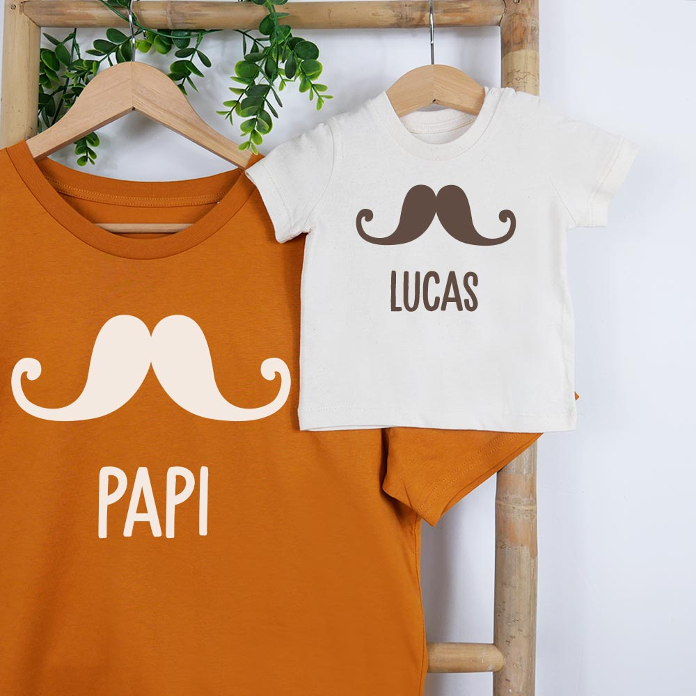 Óptima empezar Siesta Camiseta Personalizada Papá e Hijo Bigote | Regalos exclusivos