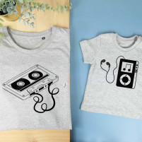camisetas grises casete ipod