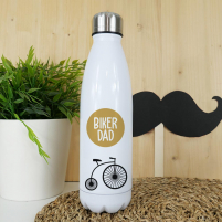 botella acero personalizada papa ciclista mostaza