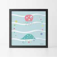 Lámina Infantil Pulpo en el mar cuadro infantil decorativo para la habitación del Bebé, Niña o Niño