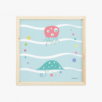 Lámina Infantil Pulpo en el mar cuadro infantil decorativo para la habitación del Bebé, Niña o Niño