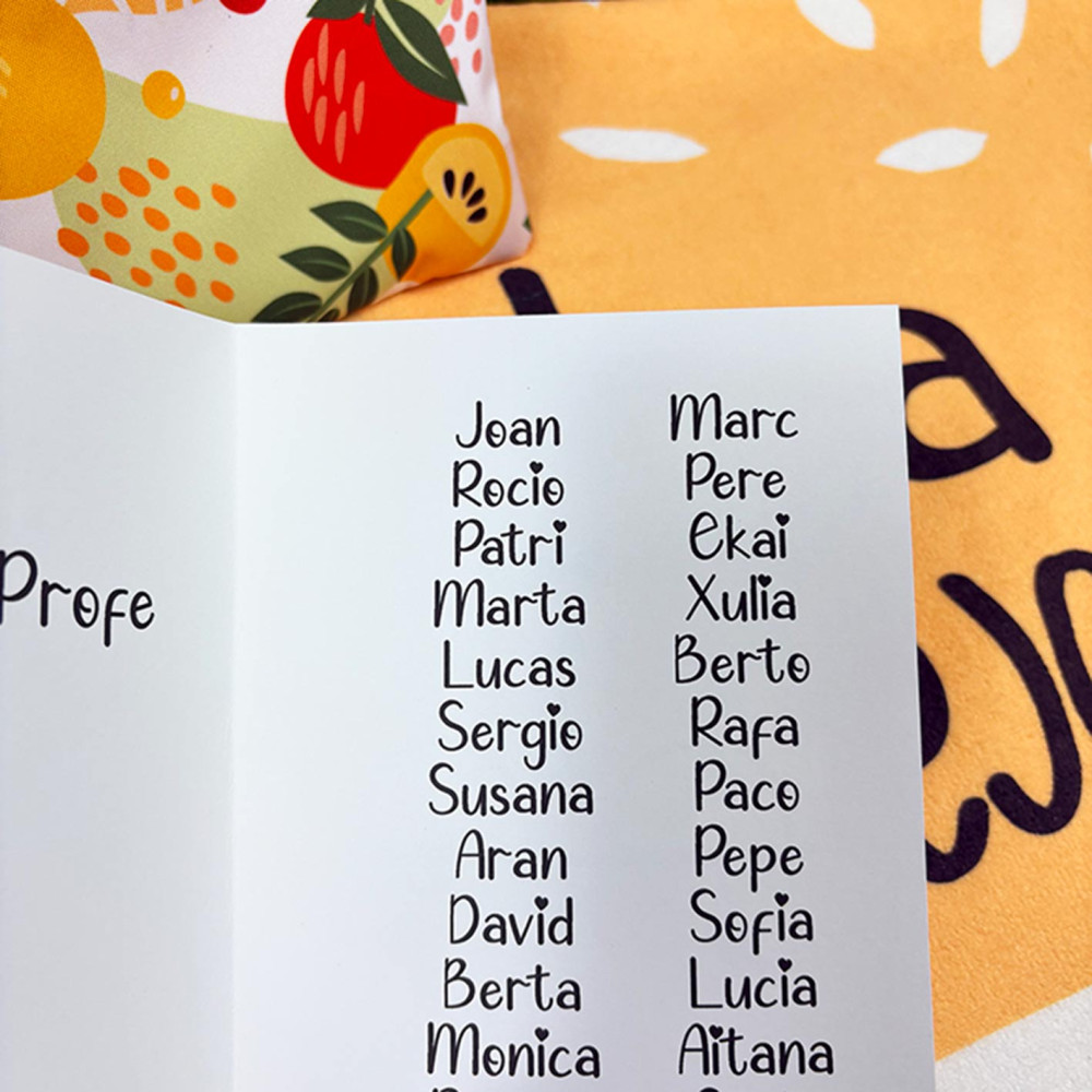 dedicatoria interior con nombre de los niños