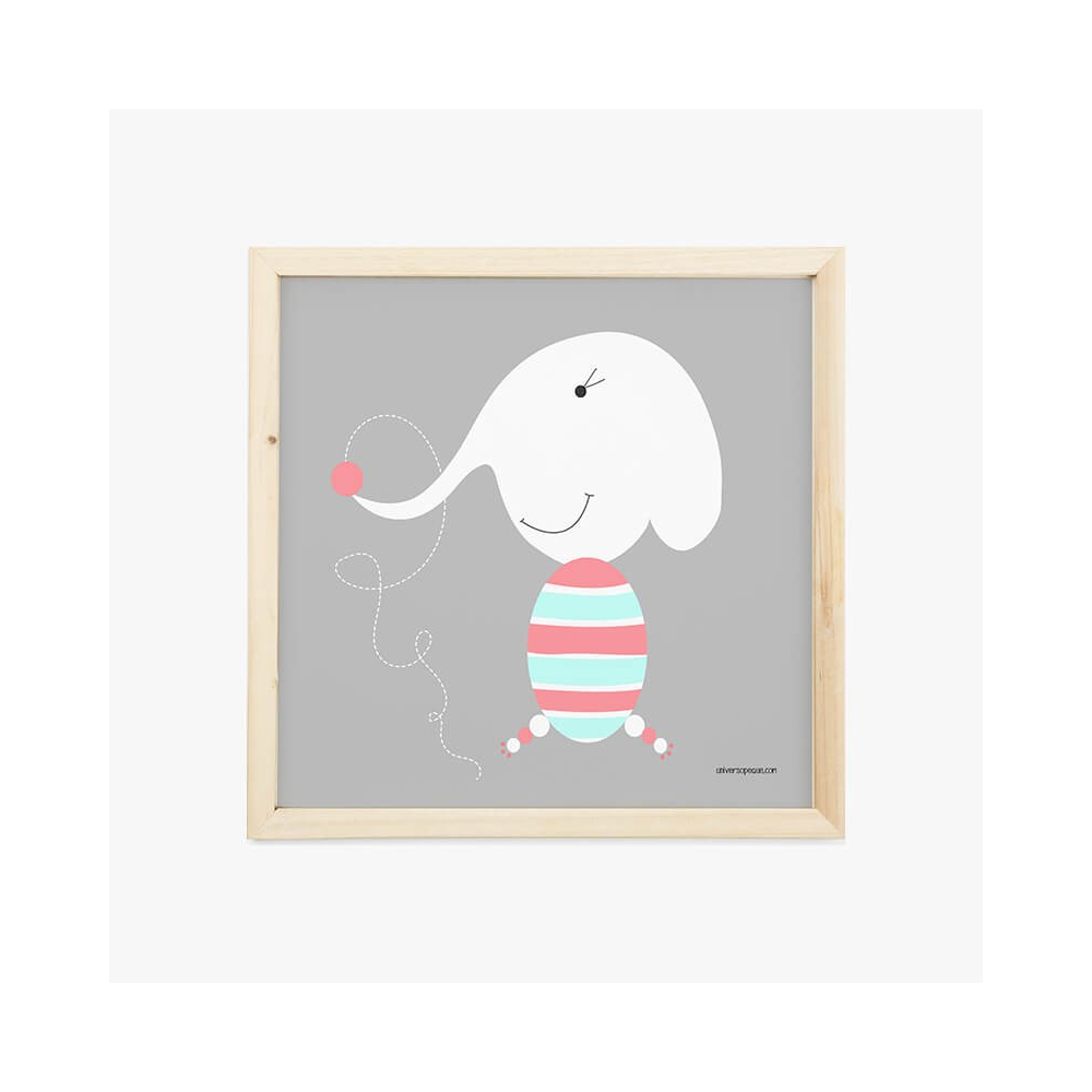 Lámina Infantil Animal Elefante cuadro decorativo para la habitación del Bebé, Niño o Niña