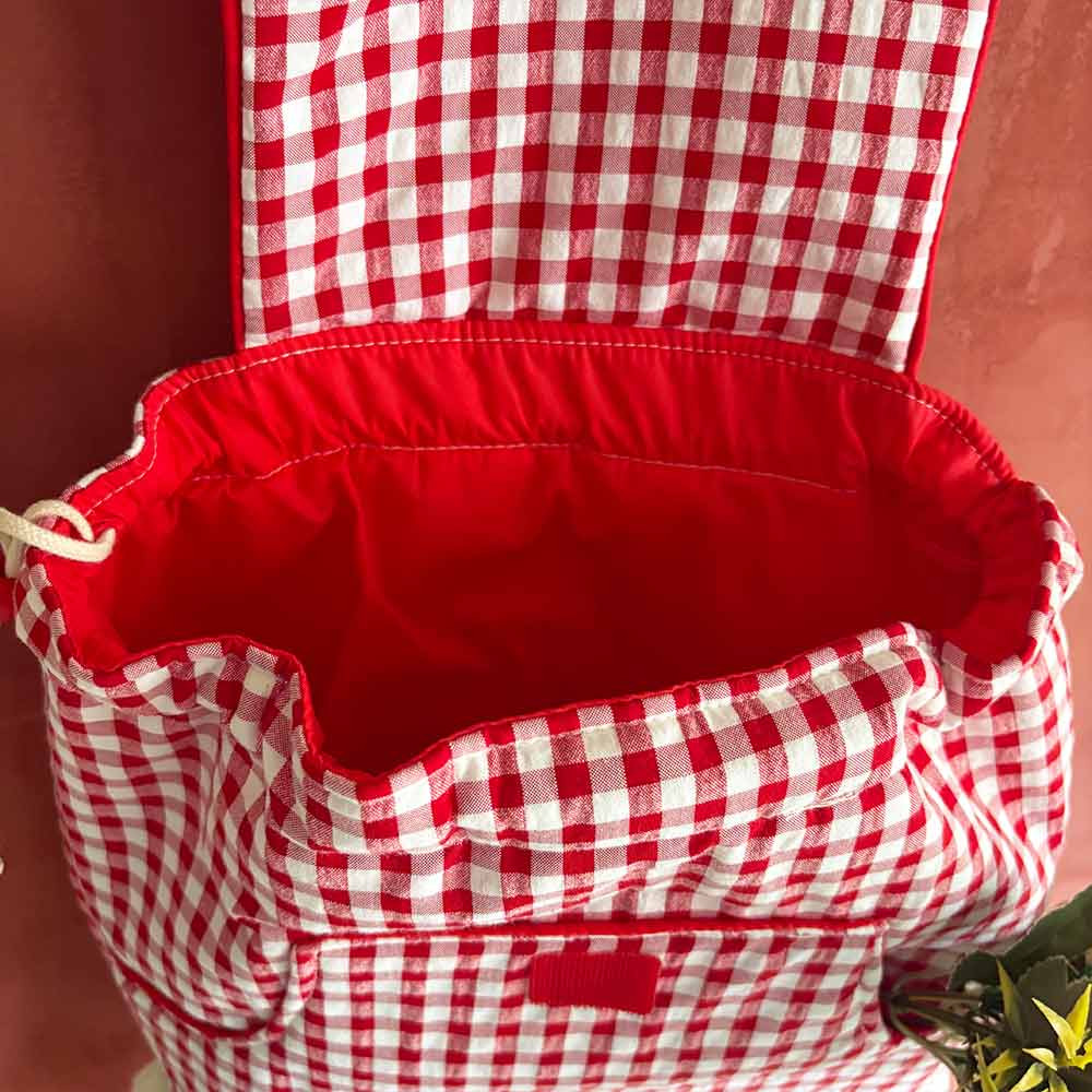 mochila vichy roja interior