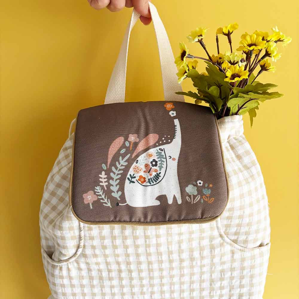mochila vichy beig