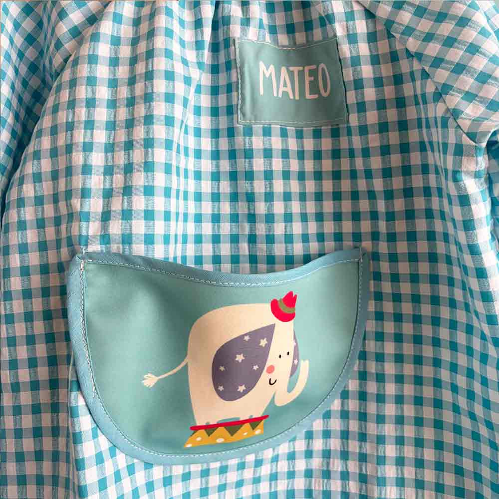 Babi Bata Escolar Personalizada Turquesa