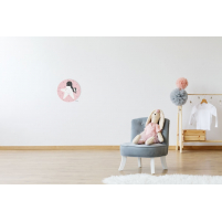 Cuadron Redondo Estrella, cuadro infantil de fondo rosa para decorar la habitación del Bebé o Niña