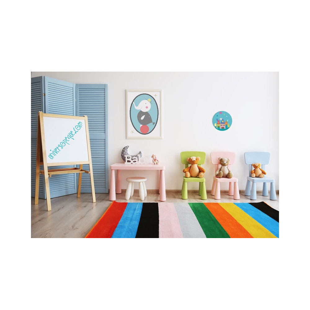Cuadro Redondo Casas azul para la habitación infantil